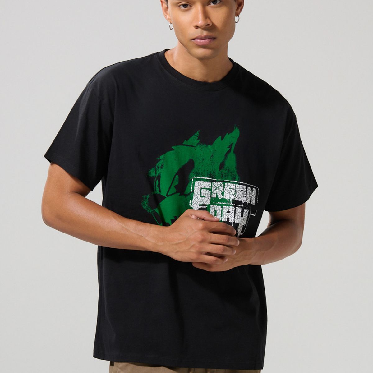 KOAJ - KOAJ Camiseta oversize crema manga corta de Green Day Hombre