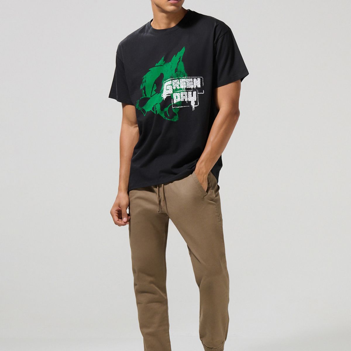 KOAJ - KOAJ Camiseta oversize crema manga corta de Green Day Hombre