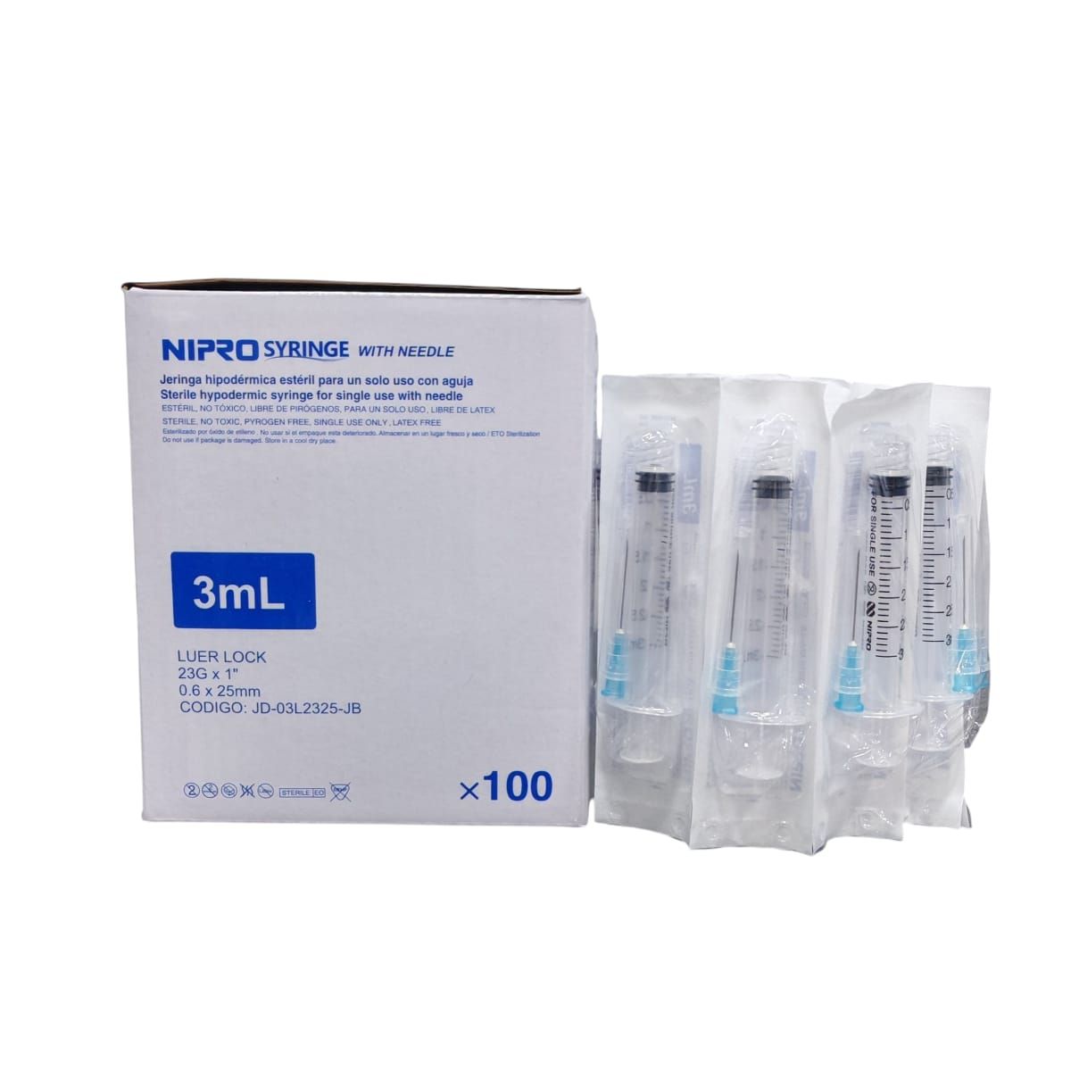 IMPORT CORPORAL MEDICAL - JERINGA CON AGUJA 3ML NIPRO 23g X 1