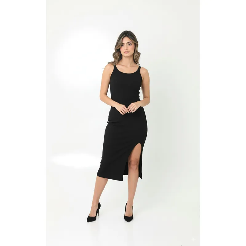 BELIFE - Vestido largo negro para mujer