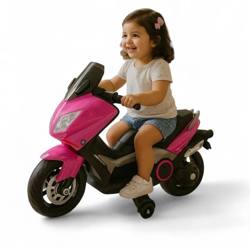 BRITOCHET - Moto Eléctrica Niño Niña Estilo ENMAX 1 a 8 Años Luz Llantas REF EV285