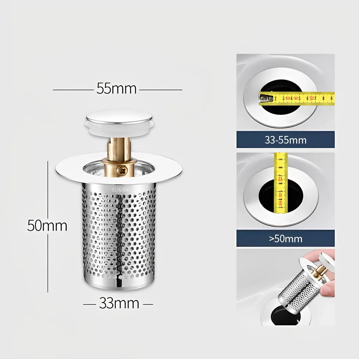 MILOPTS - Sifón Desagüe Lavamanos Con Filtro Recolector Sucieda X2und