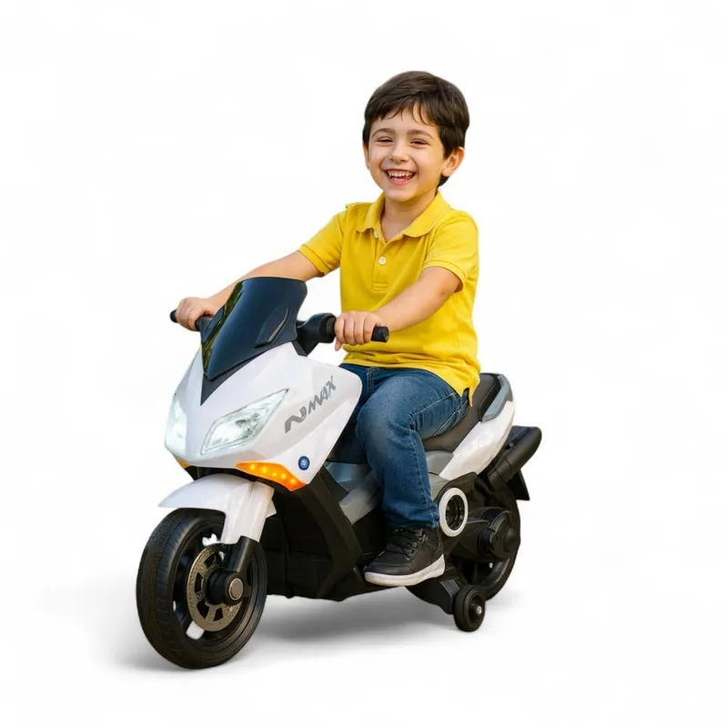BRITOCHET - Moto Eléctrica Niño Niña Estilo ENMAX 1 a 8 Años Luz Llantas REF EV285