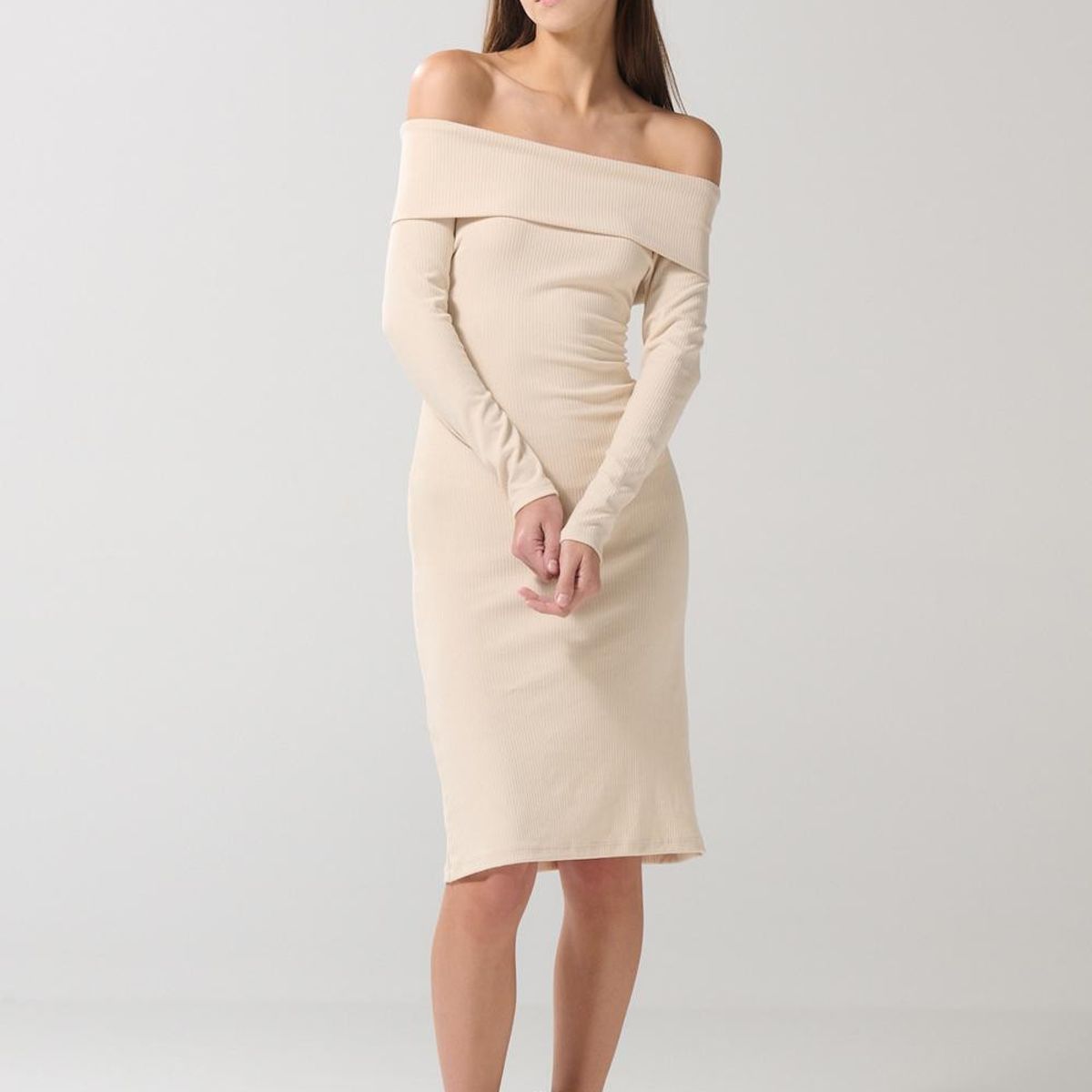 KOAJ - KOAJ Vestido largo unicolor ajustado con escote bandeja Mujer