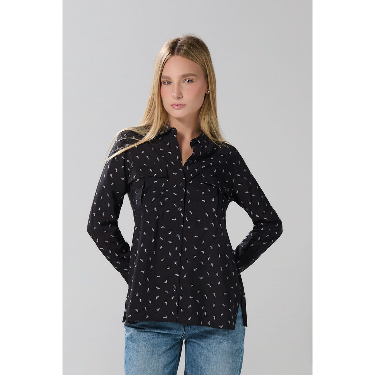 KOAJ - KOAJ Blusa unicolor a rayas con manga larga y bolsillos Mujer