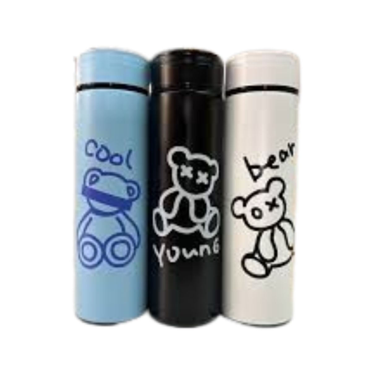 GENERICO - Termo Acero Inoxidable 500ml Kawaii Cute Estilo Oso Negro