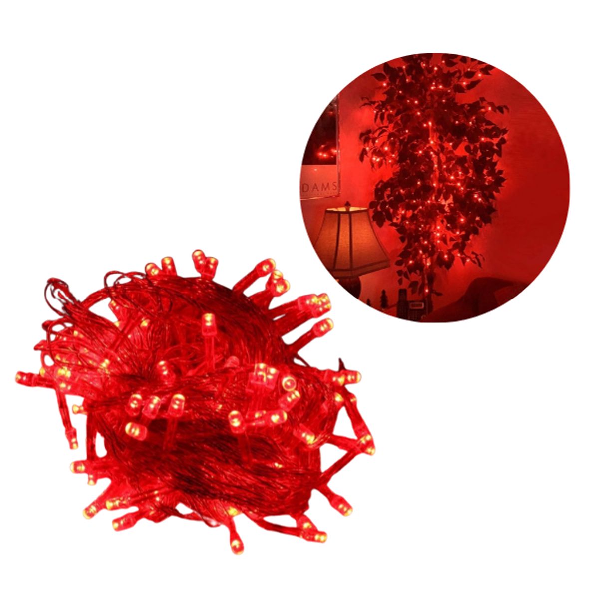 ADQUIERELO YA - Extensión Luz LED Lineal Rojo 100 Luces 7 Metros Cable Transp REF 1425