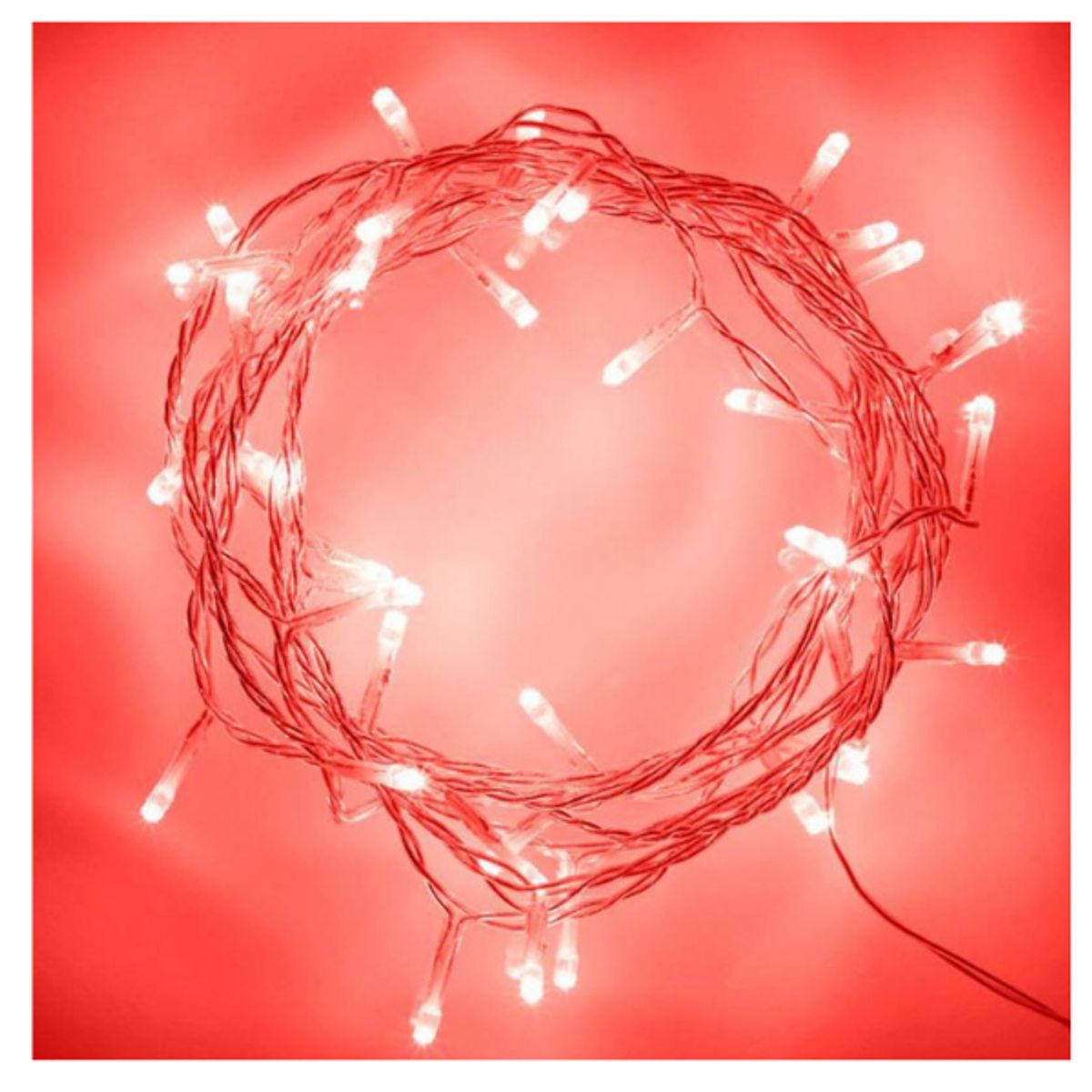 ADQUIERELO YA - Extensión Luz LED Lineal Rojo 100 Luces 7 Metros Cable Transp REF 1425