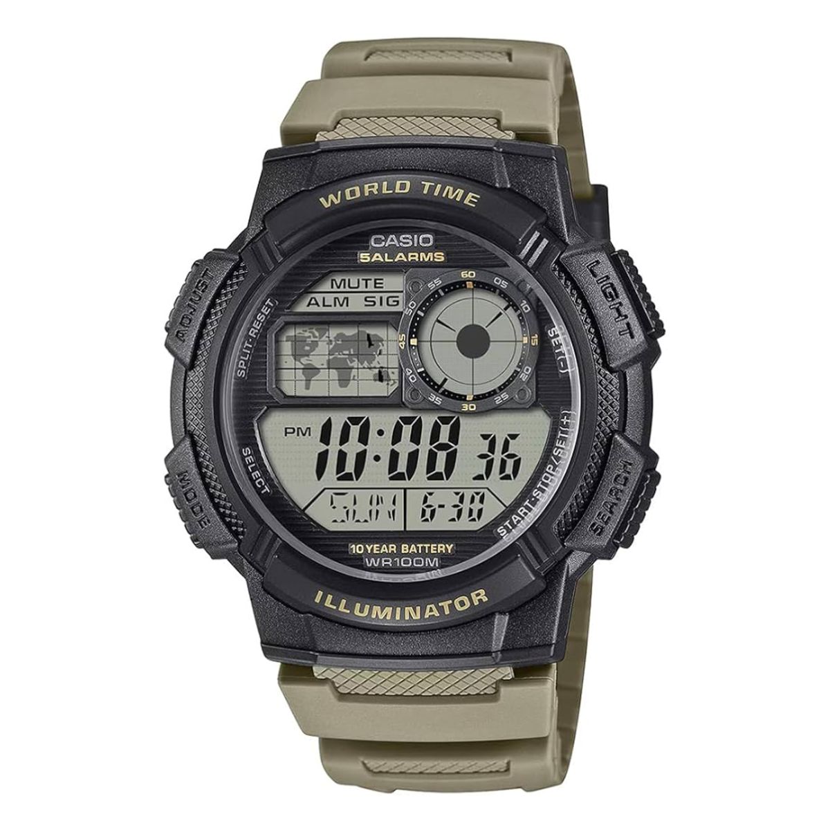 CASIO - Reloj Casio Para Hombre Deportivo AE-1000W-5AVDF Verde Oliva Claro