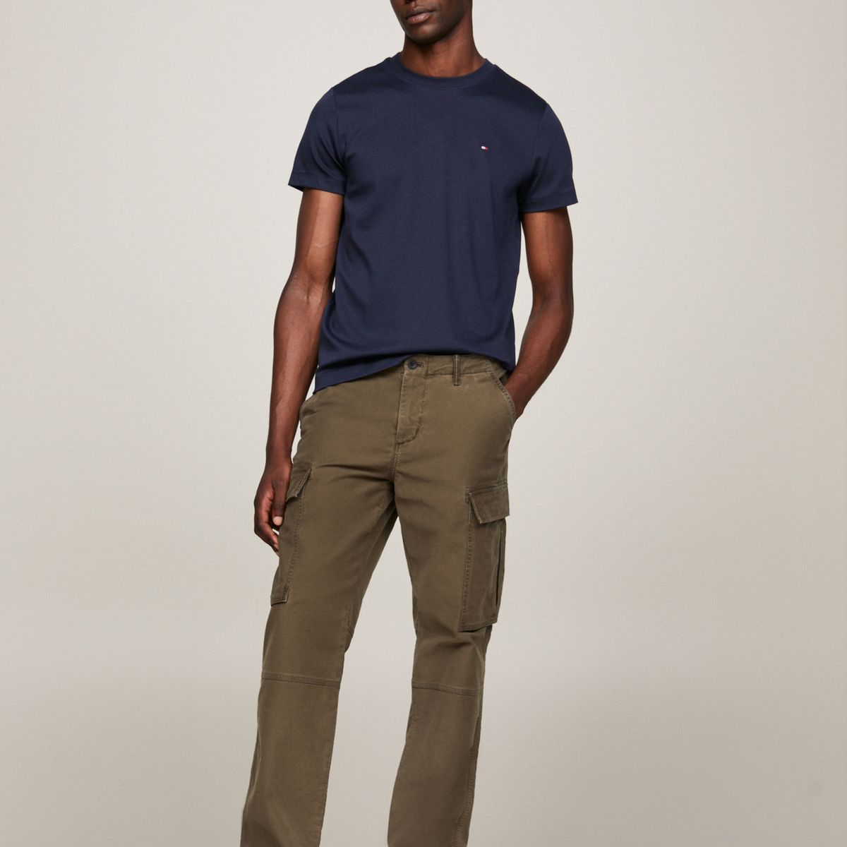 TOMMY HILFIGER - Camiseta azul de tejido interlock con corte slim Tommy Hilfiger