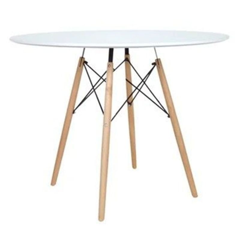 GENERICO - Mesa Eames Redonda Comedor Living 80 Cm Patas Madera Moderna