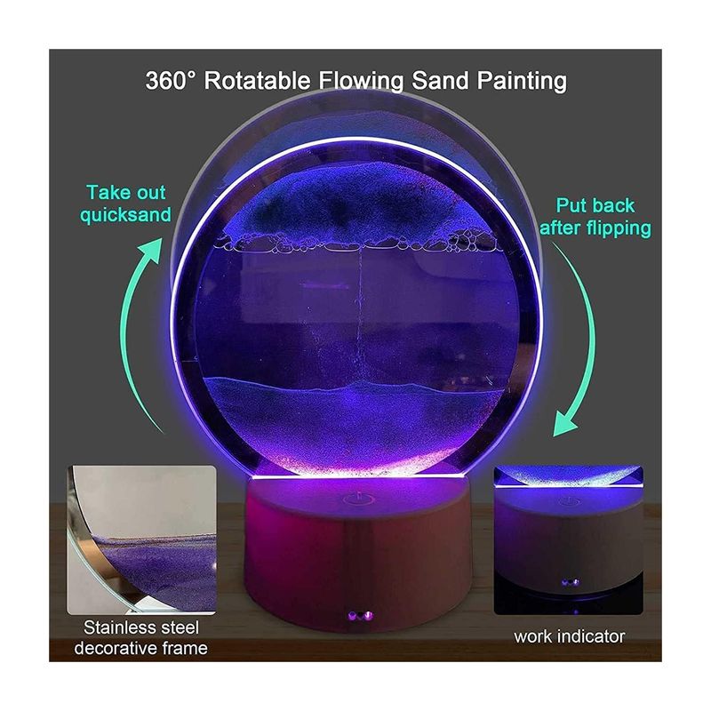 GENERICO - Lámpara Decorativa Arena En Movimiento Con Luz Led Morada