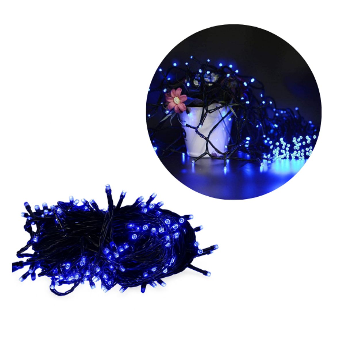 ADQUIERELO YA - Extensión Luz LED Lineal Azul 100 Luces 7 Metros Cable Verde 1432