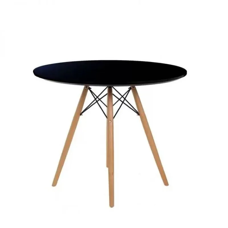 GENERICO - Mesa Eames Redonda Comedor Living 80 Cm Patas Madera Moderna