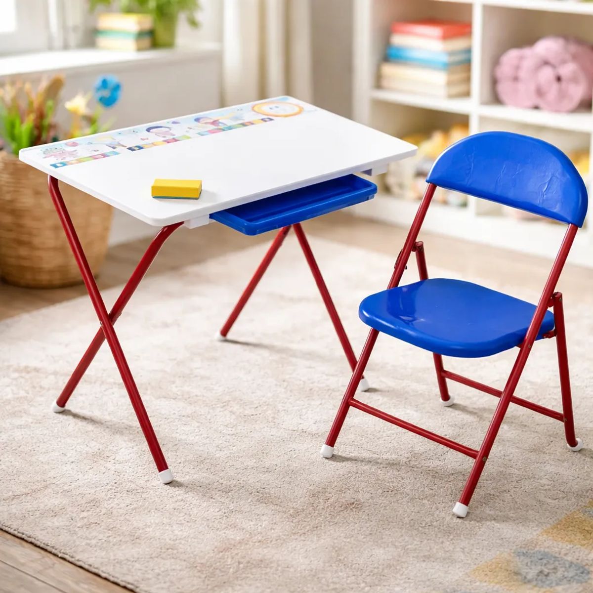 JUGANDO Y EDUCANDO - Juego Set Kinder Tablero Con Silla Y Accesorios Para Niños