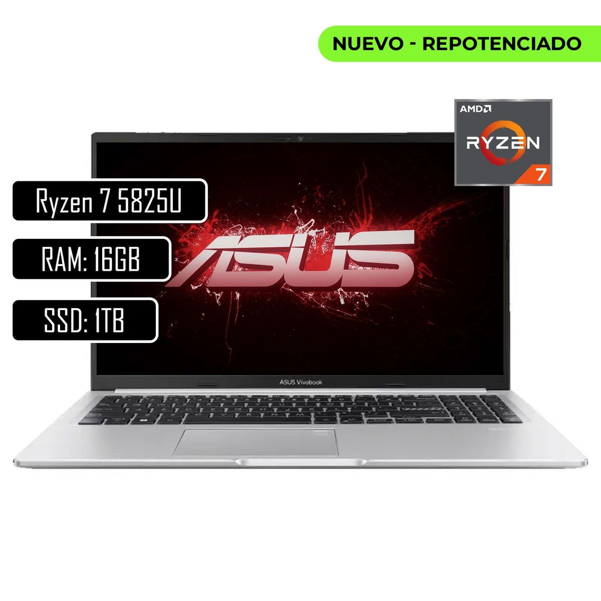 ASUS - PORTATIL ASUS M1502 AMD RYZEN 7 5825U RAM 16GB DDR4/ SSD 1TB M.2/ 15.6/WIN11 HOME