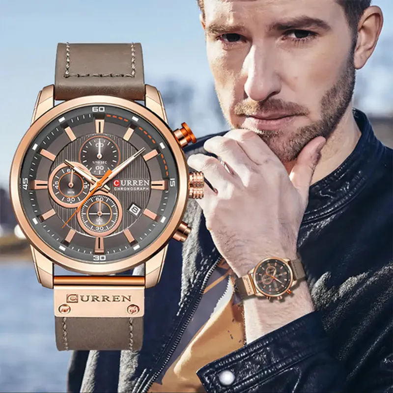 CURREN - REGALO PAR HOMBRES RELOJ ELEGANTE CRONOGRAFO ORIGINAL