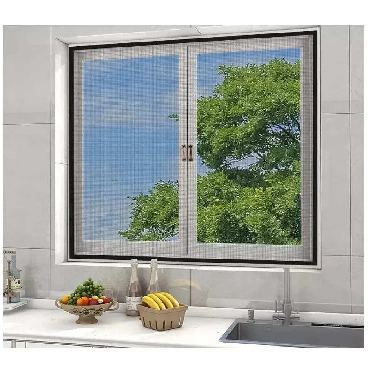 GENERICO - Mosquitero Ventana Ajustable 1.30 X 1.50m Malla Y Velcro (negro)