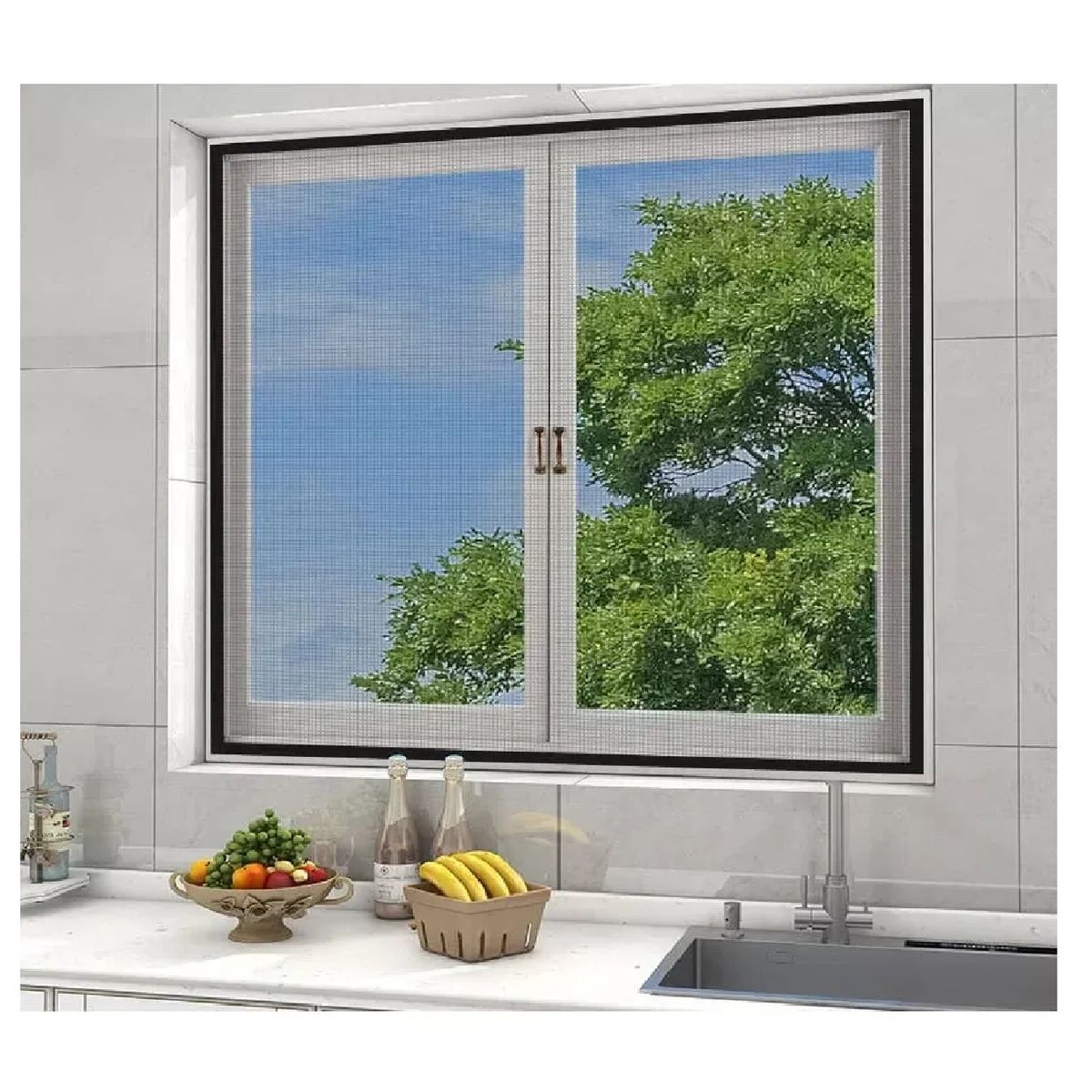 GENERICO - Mosquitero Ventana Ajustable 1.30 X 1.50m Malla Y Velcro (negro)