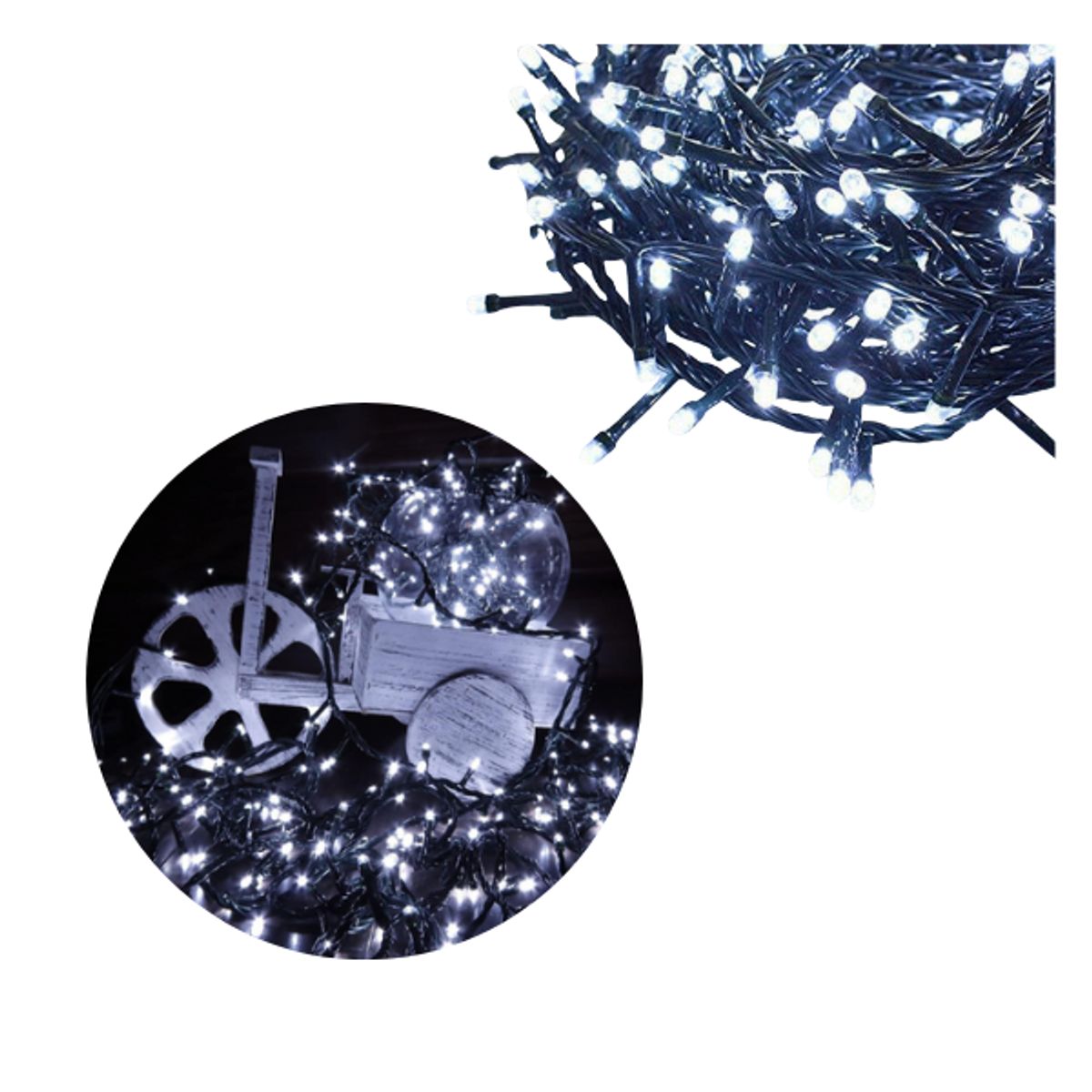 ADQUIERELO YA - Extensión Luz LED Lineal Blanca 200 Luces 14 Metros Cable Verde 1451A