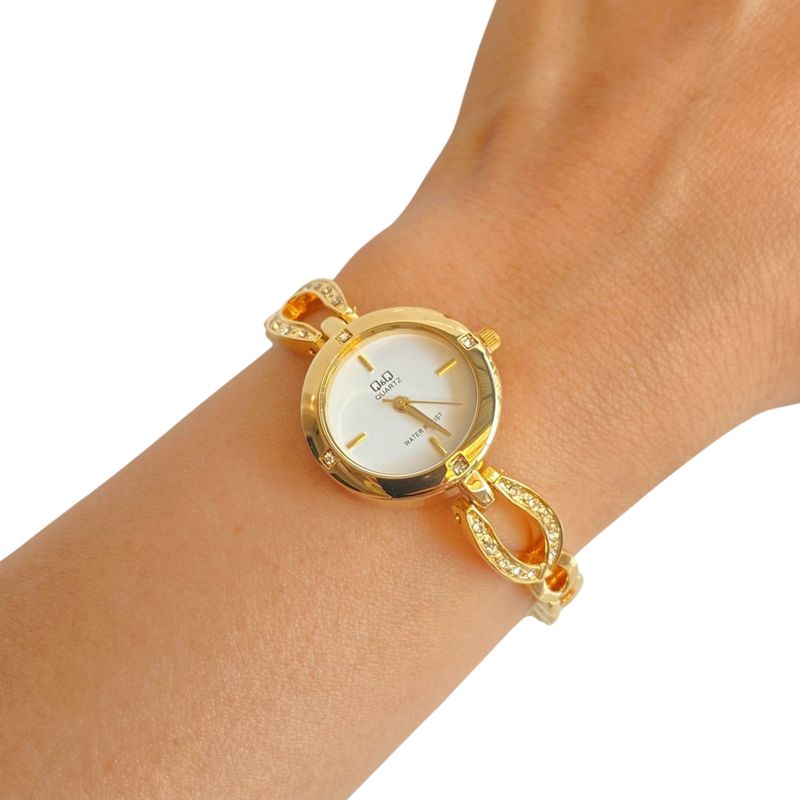 Q&Q - Reloj Q&Q Joyita Lazo Dorado Acero Inoxidable Original + Caja