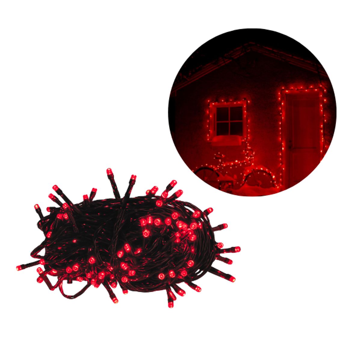 ADQUIERELO YA - Extensión Luz LED Lineal Roja 200 Luces 14 Metros Cable Verde1454