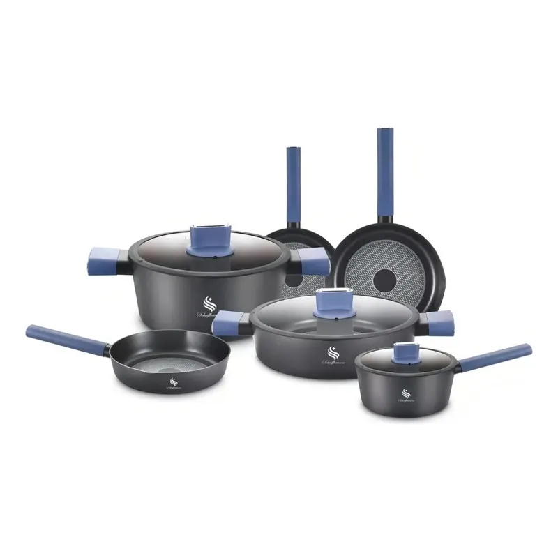 SCHAFFHAUSEN - Set Bateria Ollas Mármol Granito Antiadherente Schaffhausen 9 piezas