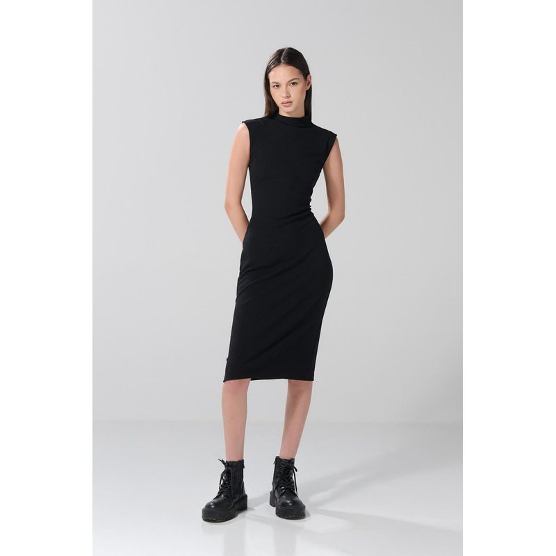 KOAJ - KOAJ Vestido largo unicolor ajustado en rib con manga sisa Mujer