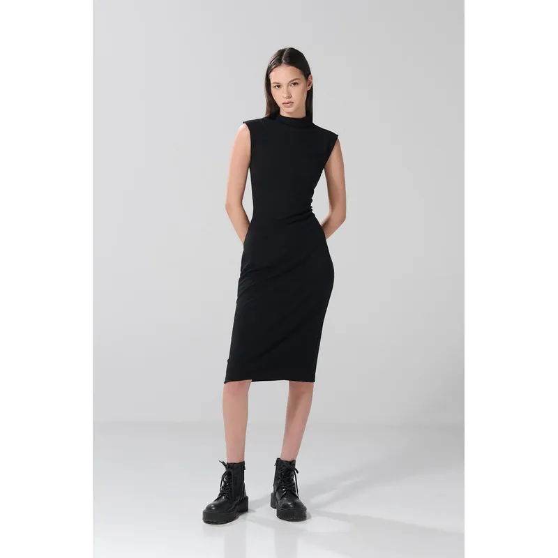 KOAJ - KOAJ Vestido largo unicolor ajustado en rib con manga sisa Mujer