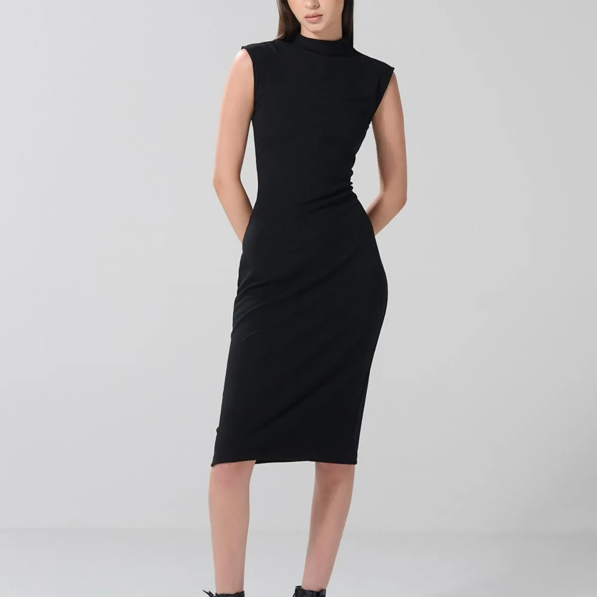 KOAJ - KOAJ Vestido largo unicolor ajustado en rib con manga sisa Mujer