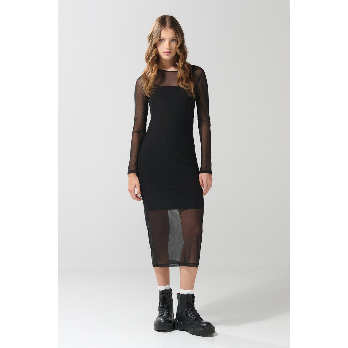 KOAJ - KOAJ VESTIDO MIDI EN MESH Mujer