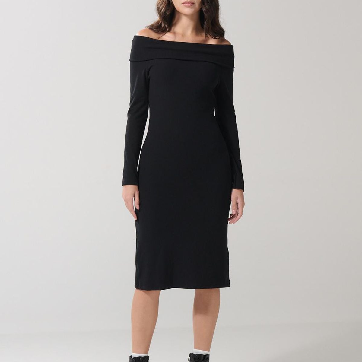 KOAJ - KOAJ Vestido largo unicolor ajustado con escote bandeja Mujer