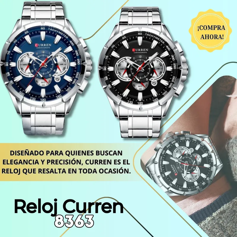 CURREN - RELOJ DE LUJO EN ACERO INOXIDABLE PARA HOMBRES ORIGINAL FONDO AZUL
