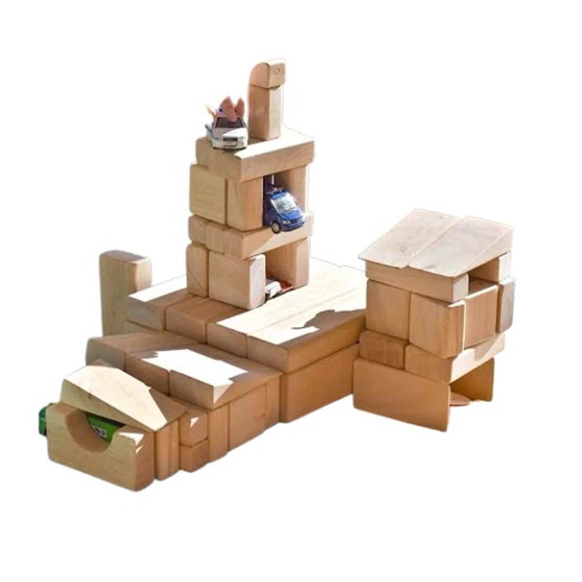 JUGANDO Y EDUCANDO - Bloques De Construcción Madera 86 Piezas Para Niños