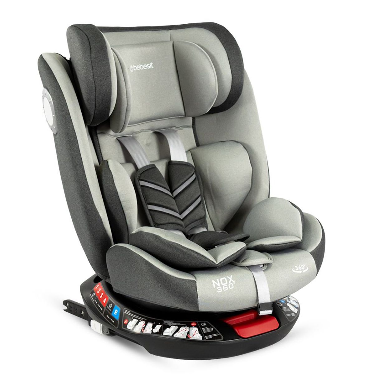 BEBESIT - Silla De Auto Nox 360 Isofix Gray.