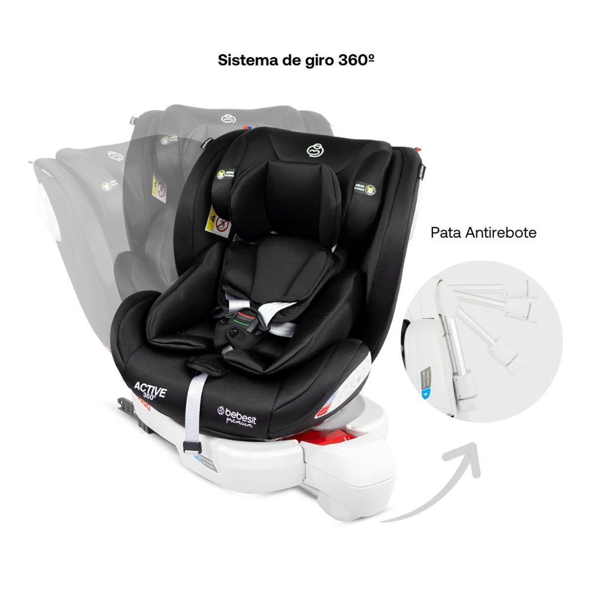 BEBESIT - Sillas para carro Bebe Active 360 Isofix Grupo 0-1-2-3