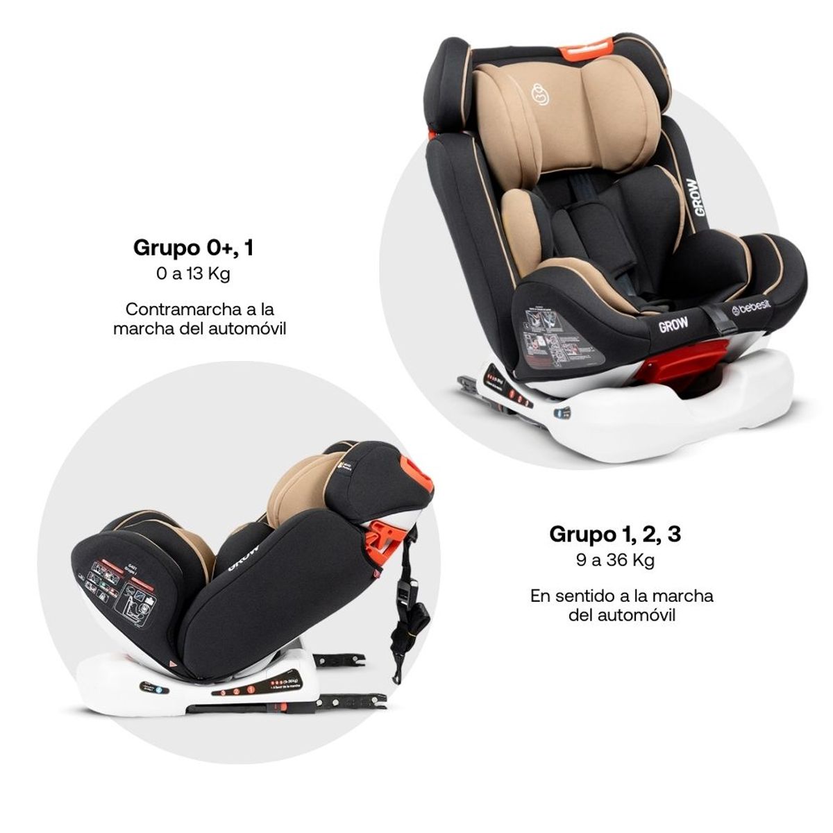 BEBESIT - Silla Auto Grow Isofix Beige Bebesit.