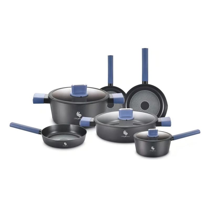 SCHAFFHAUSEN - Set Bateria Ollas Mármol Granito Antiadherente Schaffhausen 9 piezas