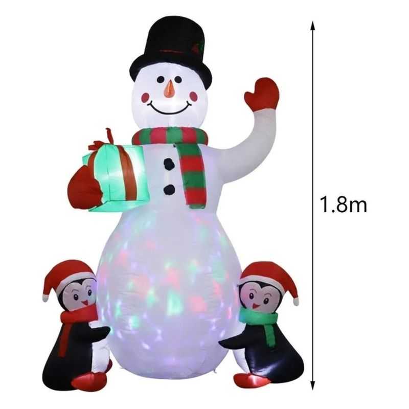 GENERICO - Inflable Navidad Muñeco de Nieve Decoración Luz Led Multicolor 1.8 mts