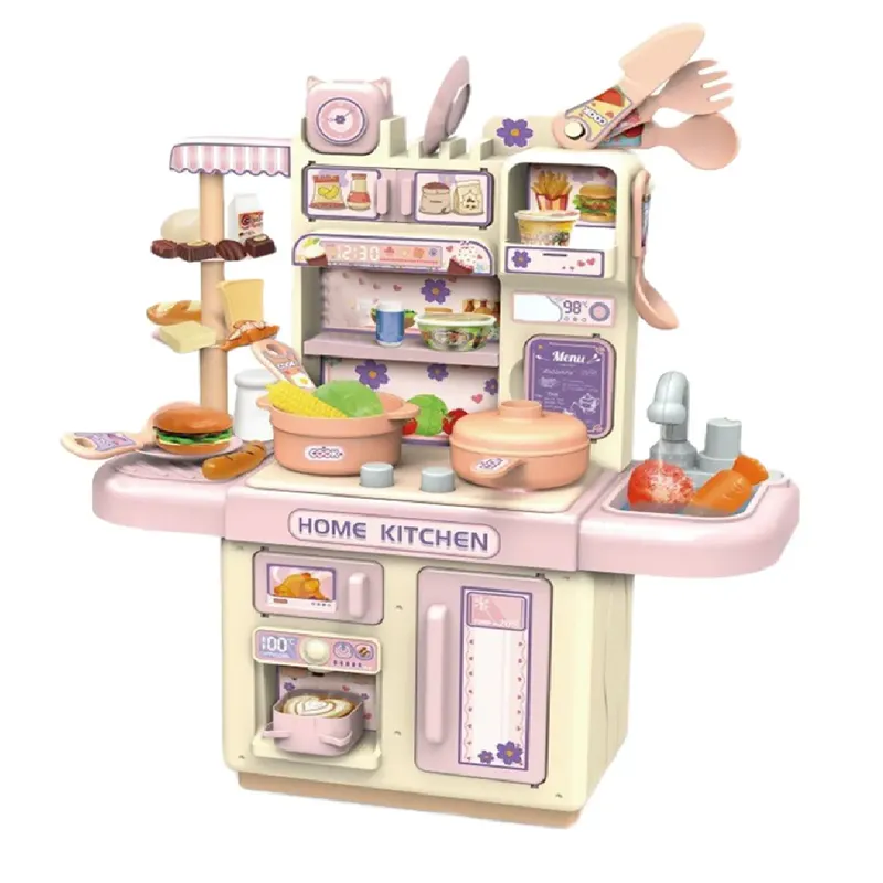 MARKET TOYS - Cocina Infantil Agua + Luz + Sonido + Vapor 35 Cm Lila