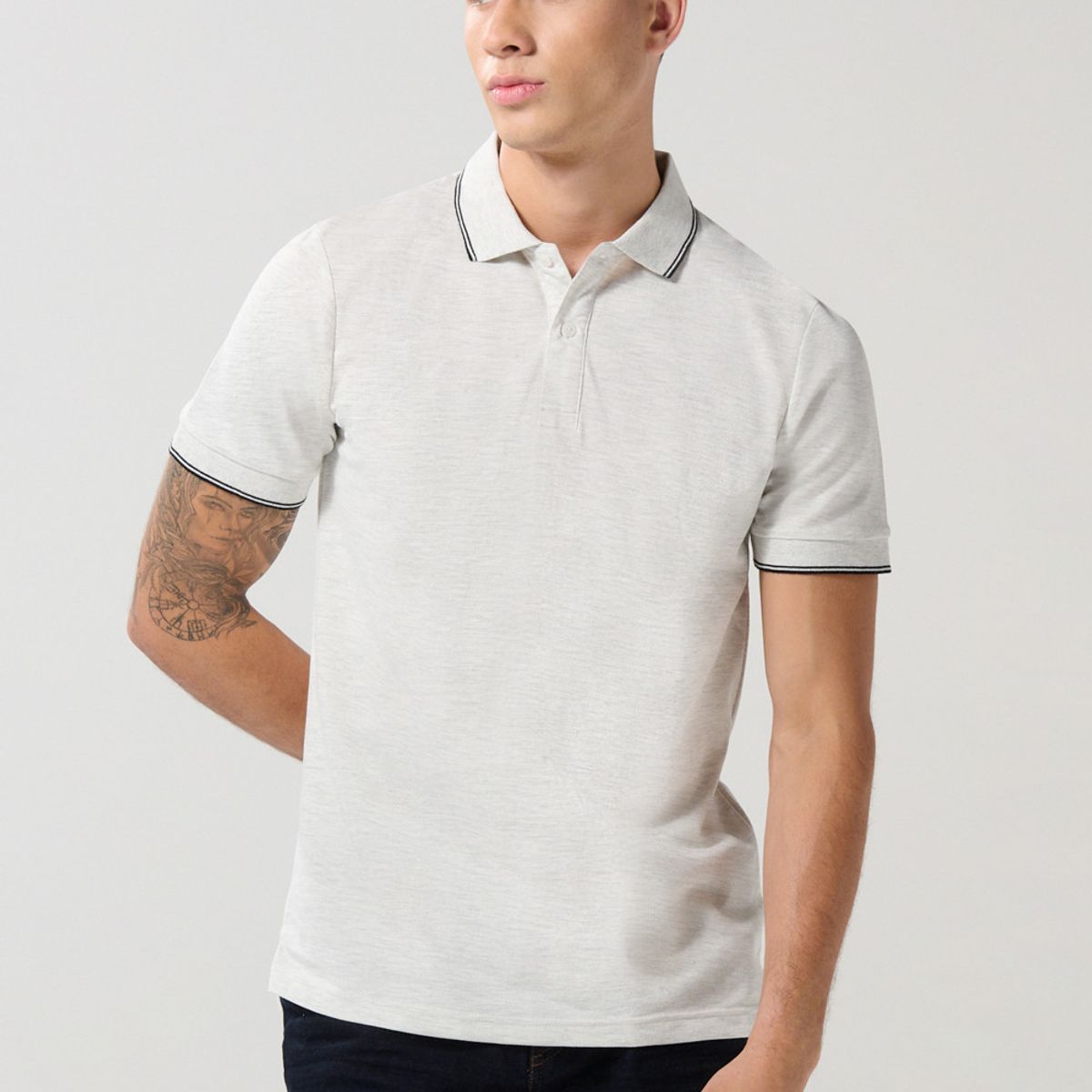 KOAJ - KOAJ Camiseta unicolor polo con manga corta y doble botón Hombre