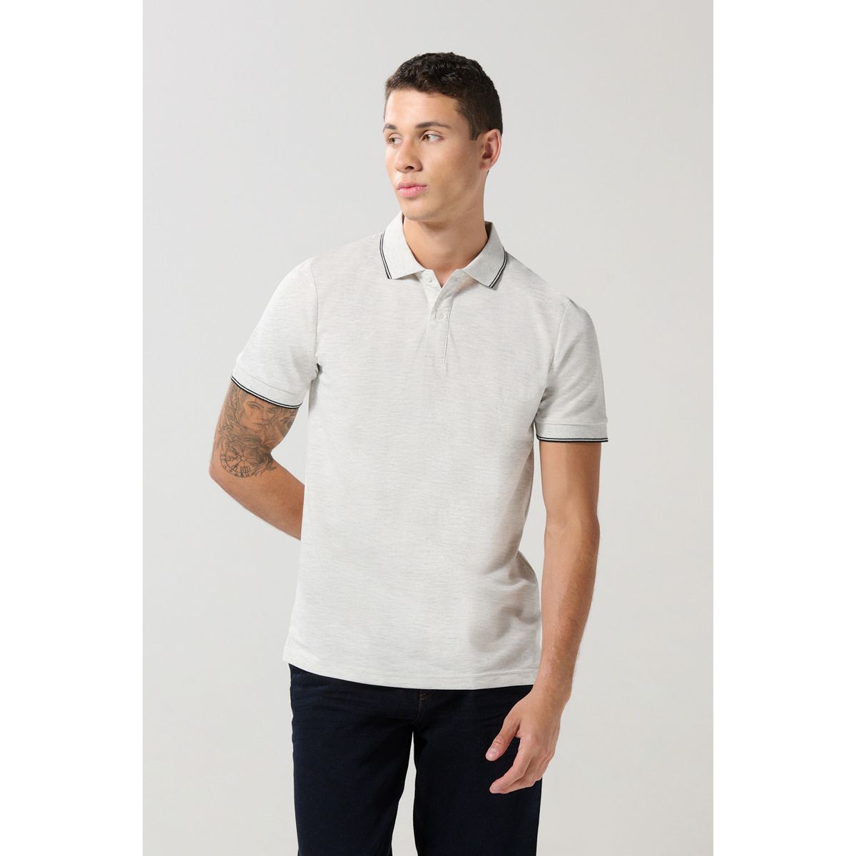 KOAJ - KOAJ Camiseta unicolor polo con manga corta y doble botón Hombre