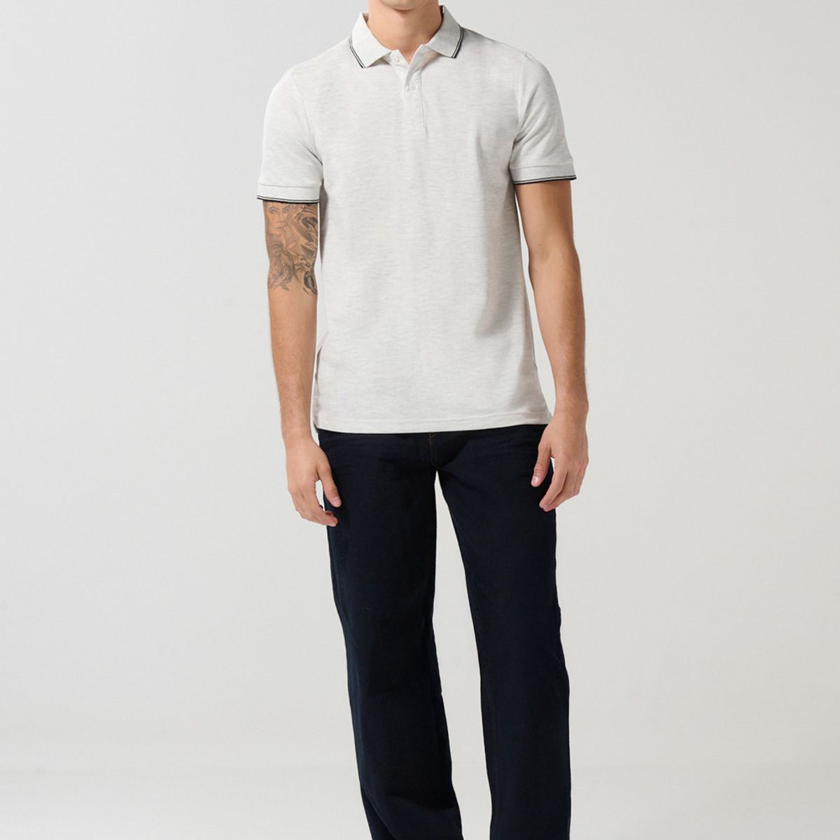 KOAJ - KOAJ Camiseta unicolor polo con manga corta y doble botón Hombre