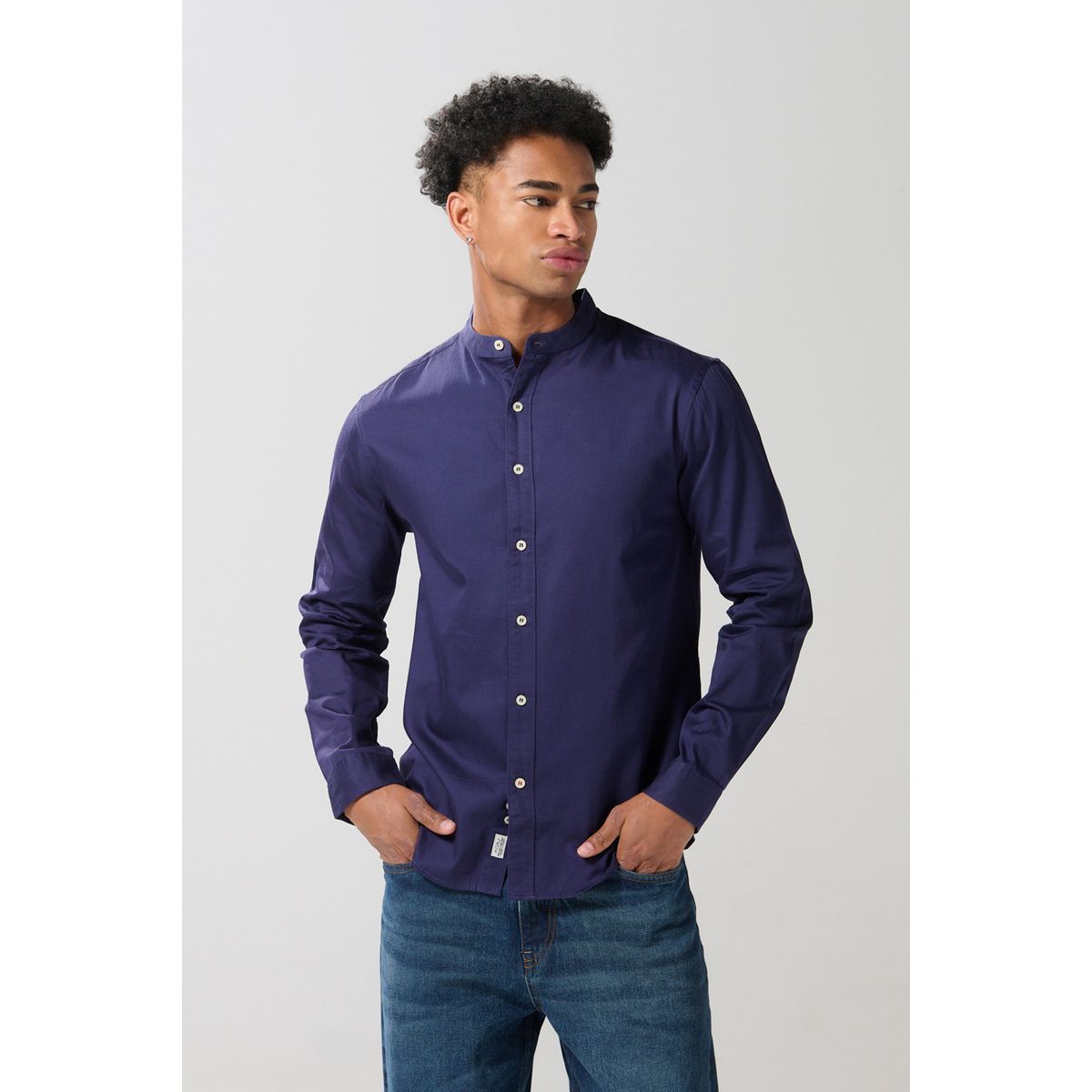 KOAJ - KOAJ Camisa en algodón cuello nerú unicolor con manga larga Hombre