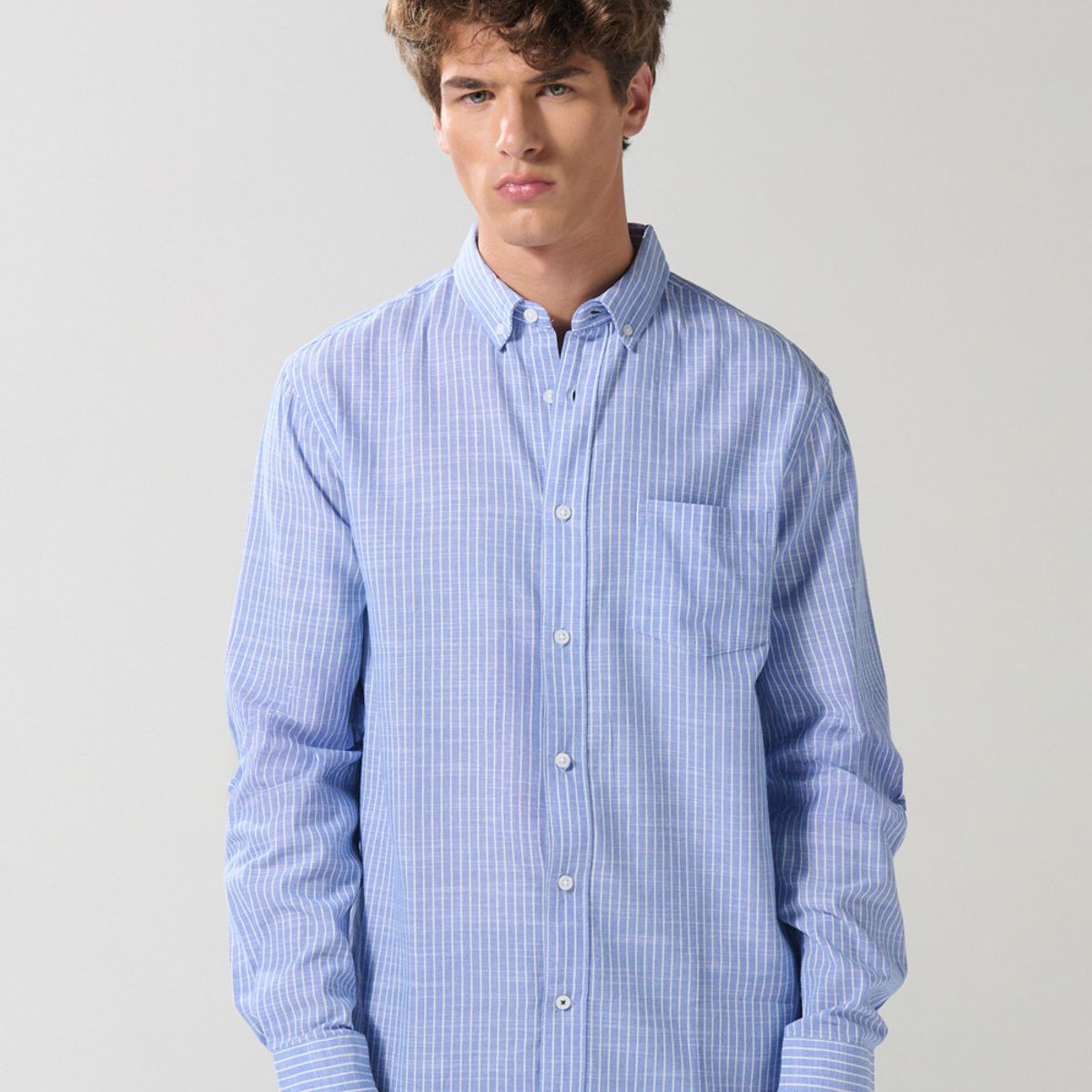 KOAJ - KOAJ Camisa cuello button down manga larga en slim fit a ray Hombre