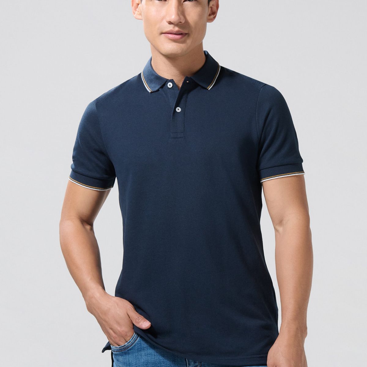 KOAJ - KOAJ Camiseta Polo unicolor con cuello y puños tejido Hombre