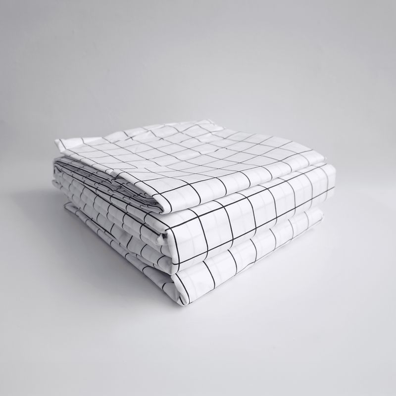 STANZIA HOME - Juego de Sabana Cuadros Nordico - Cama Doble 140