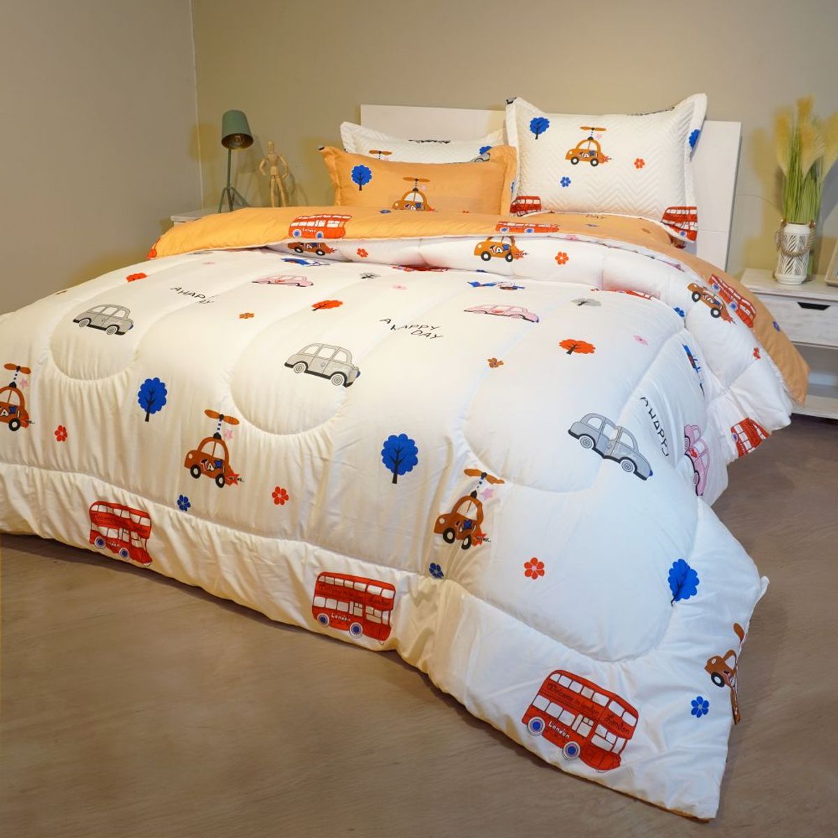 STANZIA HOME - Tendido Acolchado Cars para niños - Cama  Doble - 140