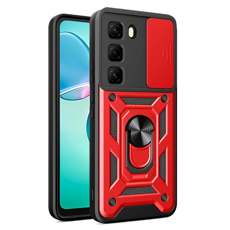 GENERICO - Funda Estuche Case Slider Compatible Con Infinix Hot 60 Pro 4G Rojo