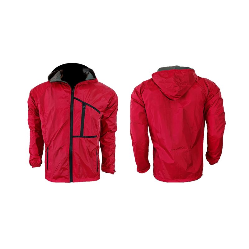GENERICO - Chaqueta Rompevientos Rojo 90% Impermeable Ciclismo Moto Running MTB